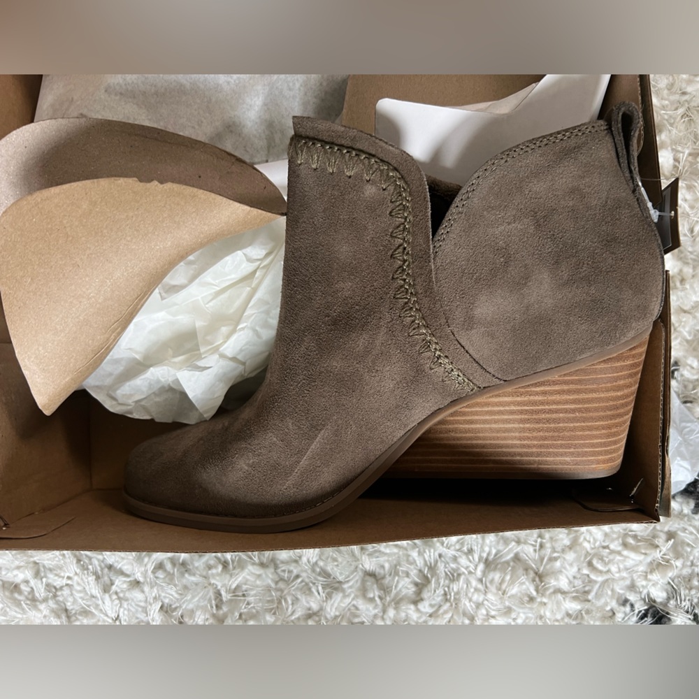 Toms Taupe Suede Ankle Booties